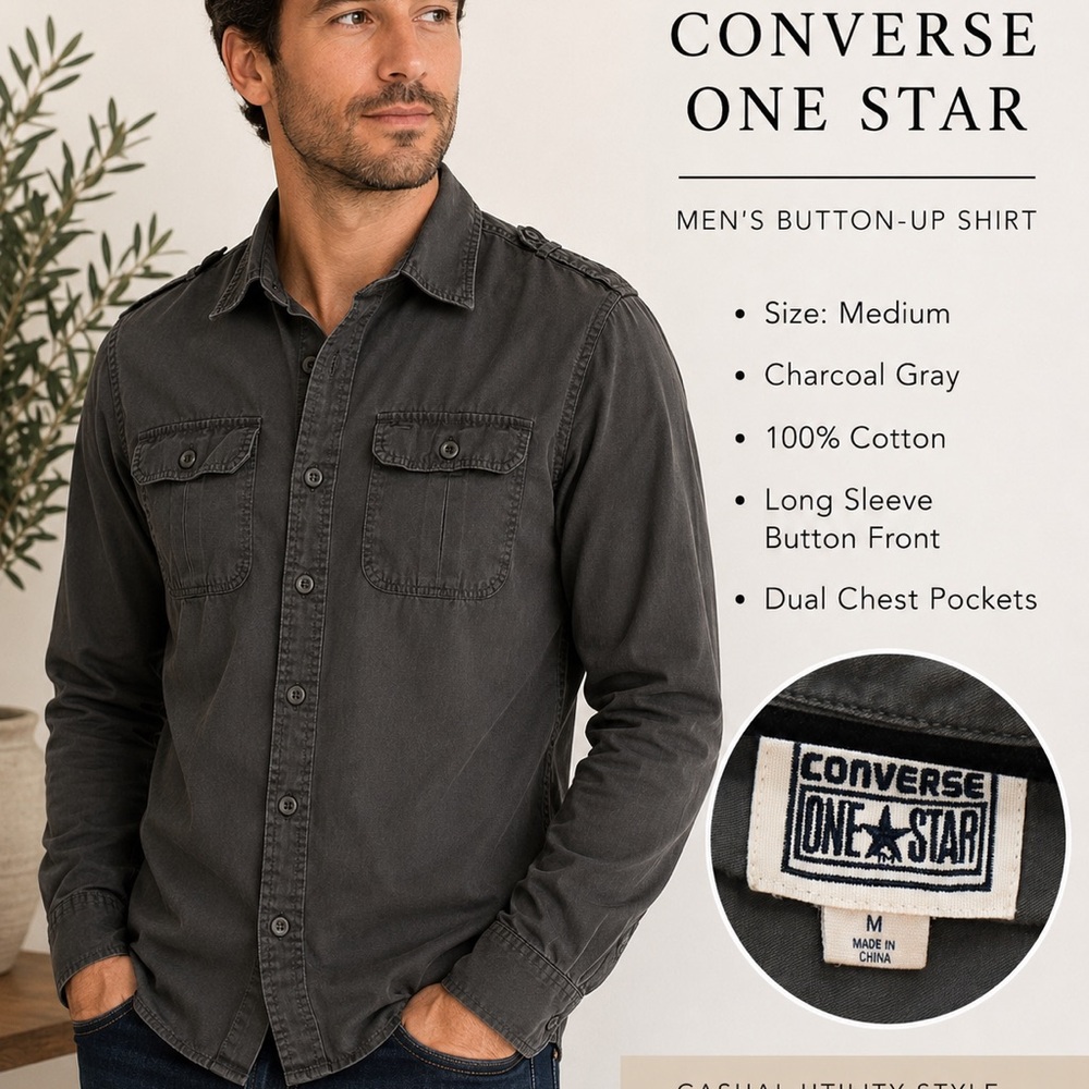 Converse One Star Women’s Medium Gray Button Down